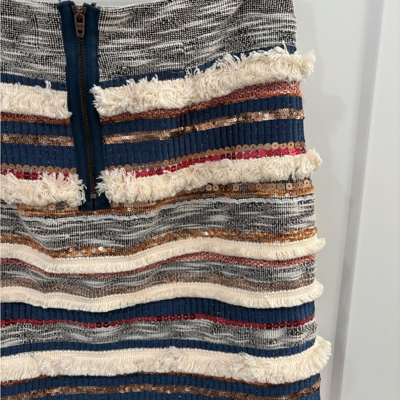 Anthropologie Moulinette Soeurs Erine Sequin Fringe Tweed Skirt Size 6 - Picture 11 of 15